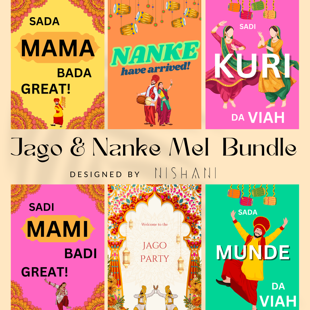 Jago & Nanka Mel Signage Bundle | Punjabi Wedding Templates | Digital Download